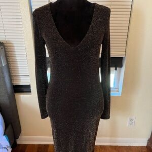 Forever 21 Black and Gold Long Sleeve Dress
